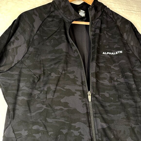 Alphalete Premium Full Zip Jacket Men’s M Black Camo Stretch Track Top - Picture 13 of 13